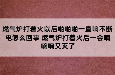 燃气炉打着火以后啪啪啪一直响不断电怎么回事 燃气炉打着火后一会嘀嘀响又灭了